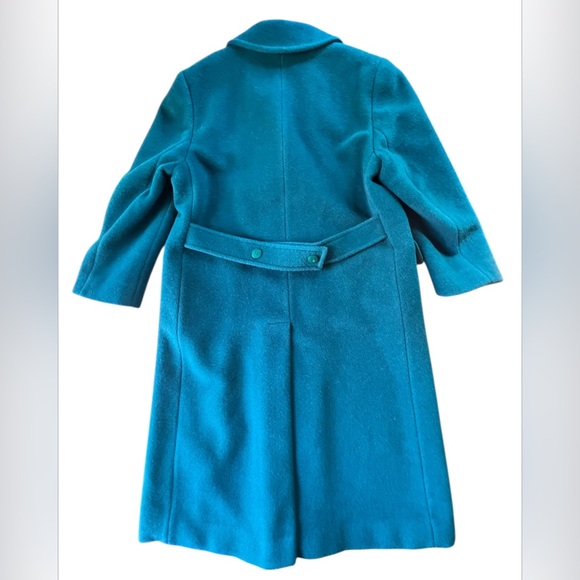 Pendleton Vintage 100% Wool Teal Uptown Long Trench Coat Made in USA Size 14 - Picture 2 of 13